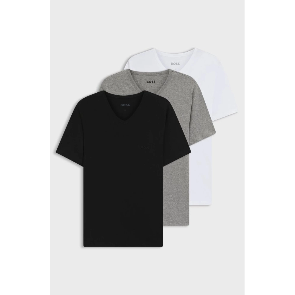 Pack De 3 Camisetas Boss Com Gola Em V Em Jersey De Algodão