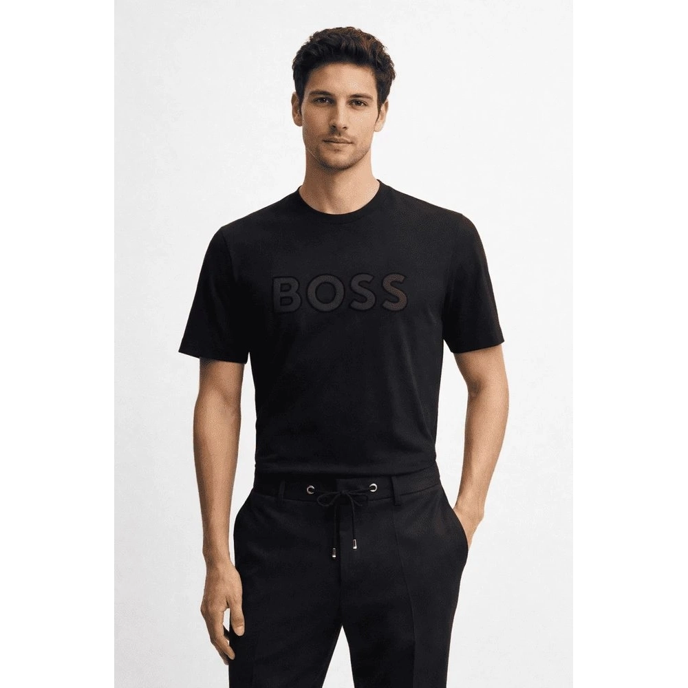 Camiseta Boss masculina Regular Fit confeccionada em malha de algodão com média elasticidade