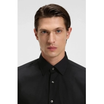 Camisa Boss De Ajuste Slim Em Algodão Elástico