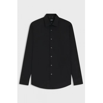 Camisa Boss De Ajuste Slim Em Algodão Elástico