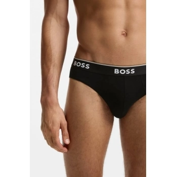 Conjunto De Três Cuecas Boss Slip Em Algodão Stretch Com Logotipos Na Cintura